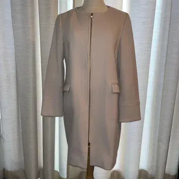 울 노카라 롱 코트 프론트 지퍼