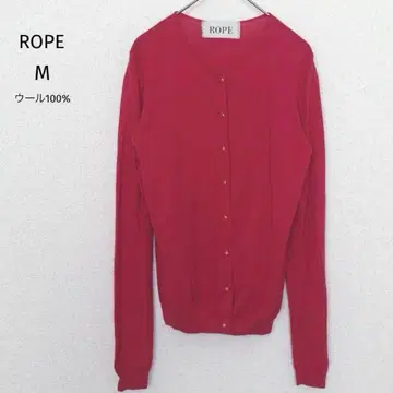로페|가디건 긴팔 [ M ] 모 100% 핑크 레드 크루넥 겉옷 고급