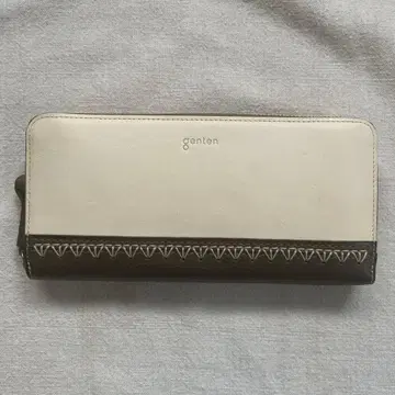 genten 장지갑 화이트/카키 자수