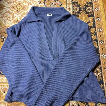 유나이티드 애로우즈 니트 스웨터 네이비 폴로 넥 긴팔