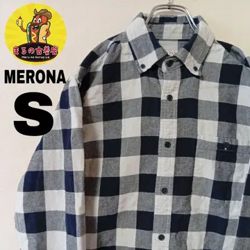 USA 구제 의류 MERONA 플란넬 셔츠 S 네이비 화이트 체크