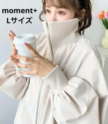 moment+ 코튼라이크 트윌 스탠드 카라 지퍼 코트 L 사이즈