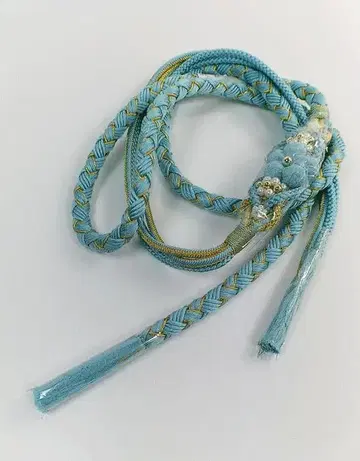 후리소데에 최적 허리띠 (블루) 럭셔리 장식 허리띠 미사용품 112902