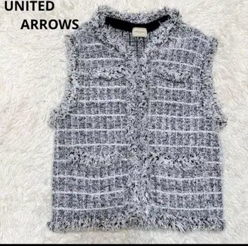 유나이티드 애로우즈 믹스 체크 트위드 니트 베스트 베스트