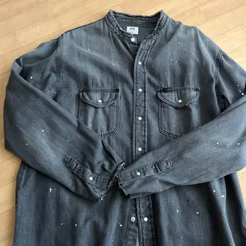 리 데님 셔츠 그레이 긴팔