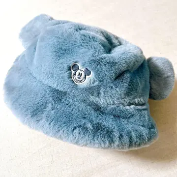 새상품급 Disney 미키마우스 자수 귀달이 퍼 햇 블루