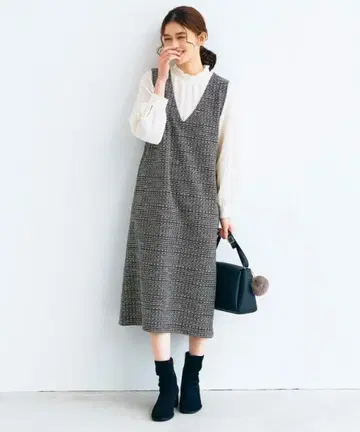 grove 블라우스 도킹 원피스 트위드 L