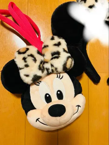 디즈니 미니 레오파드 무늬 리본 숄더백