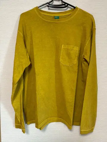 Good on 머스타드 긴팔 티셔츠 왼쪽 가슴 포켓