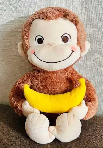 호기심 많은 조지 빨간 볼 L 봉제 인형 바나나