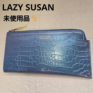 [ 미사용품 ] LAZY SUSAN 천연 가죽 장지갑 지갑 엠보 블루