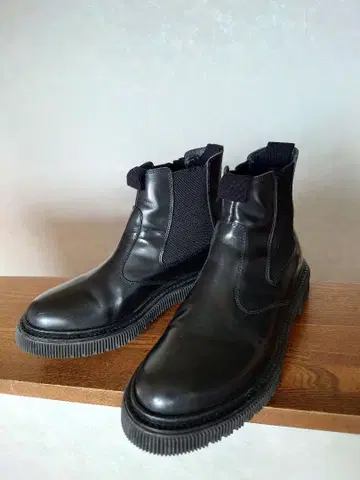 ADIEU 아듀 블랙 레더 사이드 고어 부츠 사이즈 39
