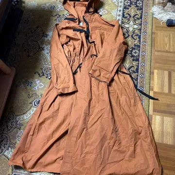 CLANE 후드 부착 오렌지 롱 코트