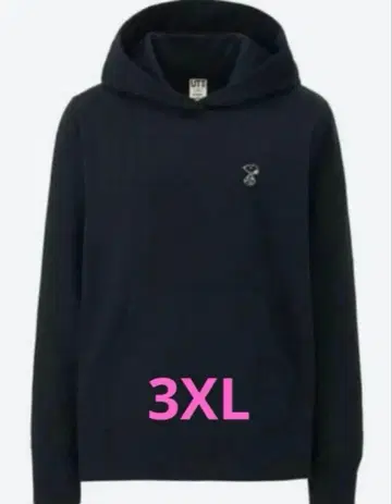 제조 중지 유니클로 카우스&스누피 맨투맨 후드티 3XL 블랙 여성용