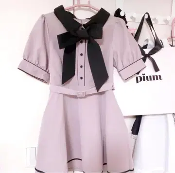 evelyn 원피스 파이핑 리본 올인원 셋업 핑크 의류