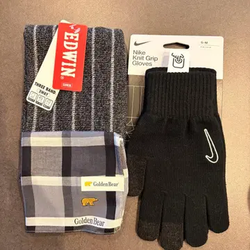 블랙 계열 남성용 장갑 넥워머 2종 세트 NIKE EDWIN