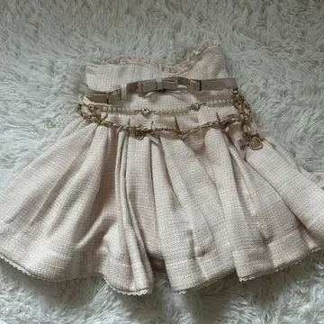 리즈리사 체인 벨트 부착 턱 플레어 치마바지 핑크