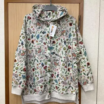 카모이 요코 TUNIC 상의 겉옷 후드티 안쪽 얇은 기모 파일