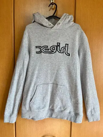 x-girl 그레이 로고 후드티 긴팔 후드티