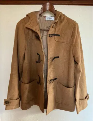 베이지 더플 코트 M 사이즈 후드 부착
