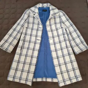 퀸즈 코트 체크 코트 블루 M 사이즈