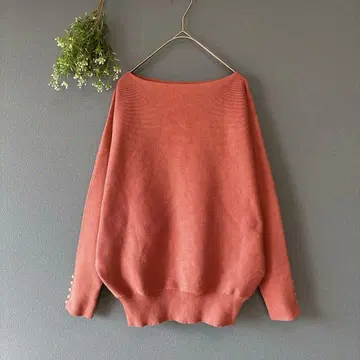 로페피크닉 [M] 고급 내추럴 소매 펄 돌먼 슬리브 보트넥 니트