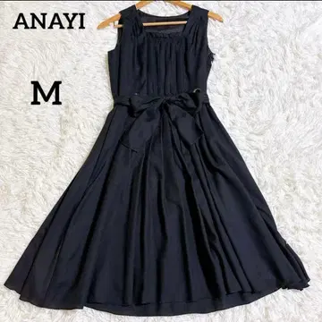 아나이 롱 원피스 프릴 플리츠 원피스 리본 개더 블랙