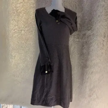 JILLSTUART 그레이 니트 원피스 소매 레이스 리본