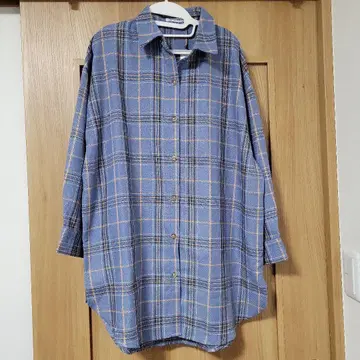 하이픈 체크 롱 셔츠