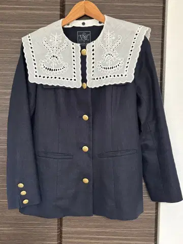 seventen 레이스 옷깃 자켓 네이비 S 사이즈