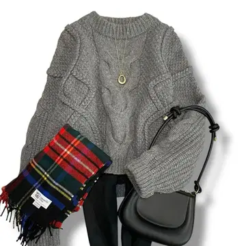 완판템 CLANE 클라네 3D 케이블 니트 그레이 S