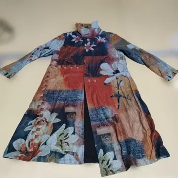 컬러풀한 꽃무늬 가을 겨울용 긴팔 원피스