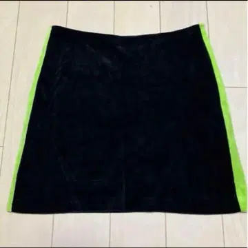 스커트 미니 마이크로 벨로아 사이드 라인 그린 레이어드