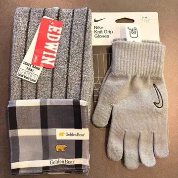 그레이 계열 남성용 장갑 넥워머 2종 세트 NIKE EDWIN