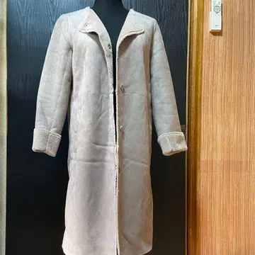 롱 코트 스웨이드풍 모카 베이지 사이즈 S