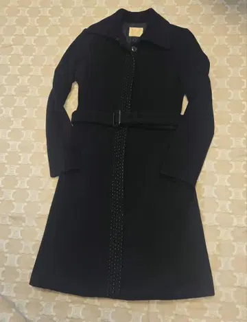 일본제 블랙 롱 코트 사이즈 2 벨트 포함