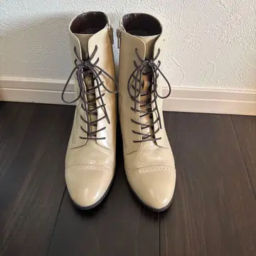 사바사바 24cm 천연 가죽 레이스업 부츠 아이보리