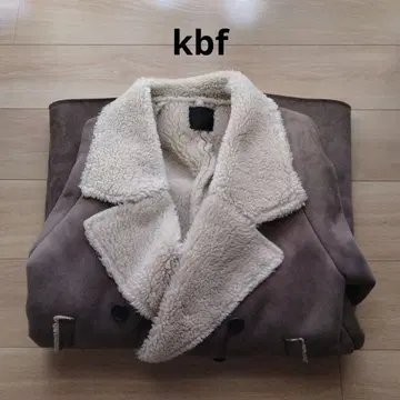KBF 무스탕 코트 브라운 더블 브레스트