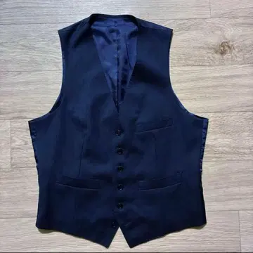 수트 베스트 다크 블루 가슴 포켓 부착 결혼식 등에