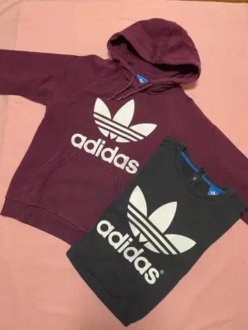 adidas 퍼플 후드티 S, 블랙 트레이닝복 M, 2종 세트