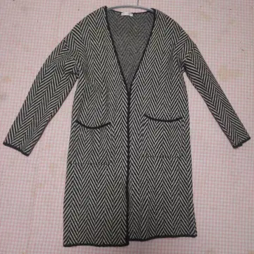 LA MONET 헤링본 롱 가디건