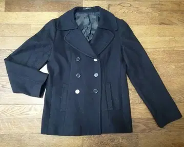 블랙 더블 브레스트 울 P 코트 lL