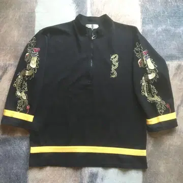 저지 드래곤 자수 용 하프 지퍼