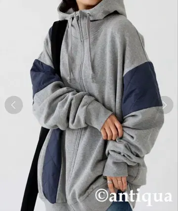 안티카 이소재 믹스 후드티