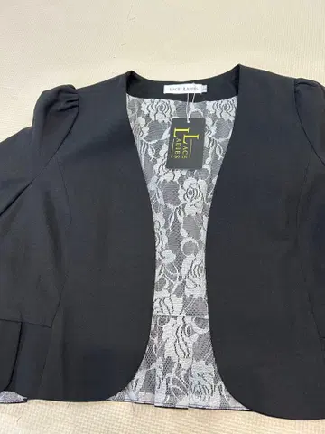 결혼식 7부 소매 레이스 이너 포함 노카라 자켓