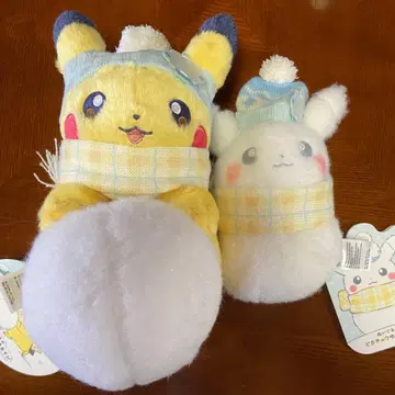 [ 2세트 ] 포켓몬 봉제 인형 피카츄와 눈놀이 피카츄 눈사람