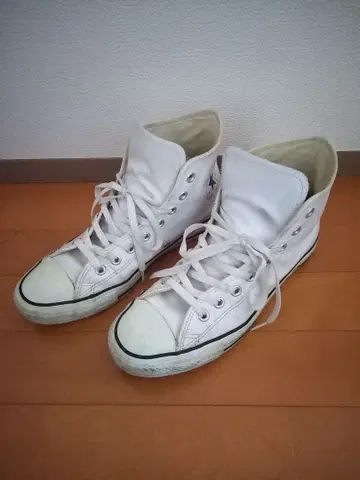 Converse All Star 화이트 하이컷 스니커즈 올 가죽