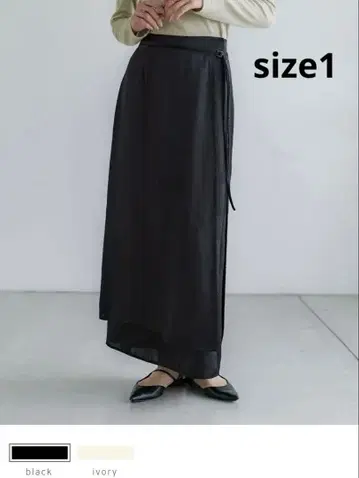 [ crewre ] 랩 레이어드 I 라인 스커트 사이즈 1 블랙