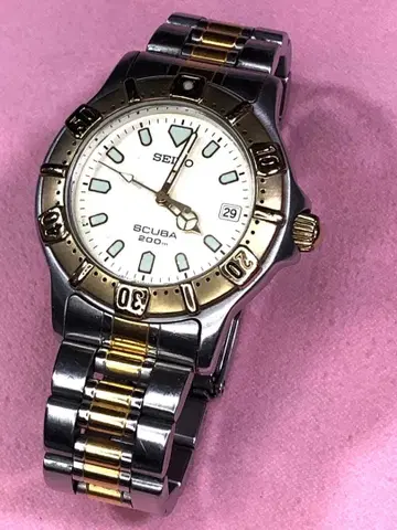 SEIKO 세이코 SCUBA 200m 작동 남성용 다이버 손목시계 데이트