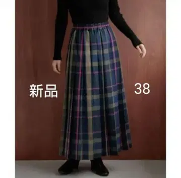 [ 새상품 ] 38 어반 리서치 체크 플리츠 스커트 네이비 한정판